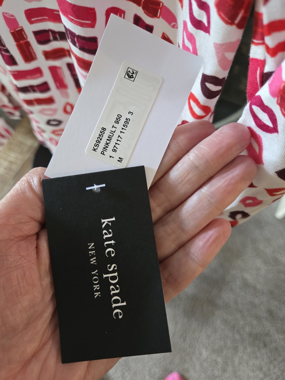 NWT kate spade Pink and Red Printed Pajama Set - Picture 2 of 7